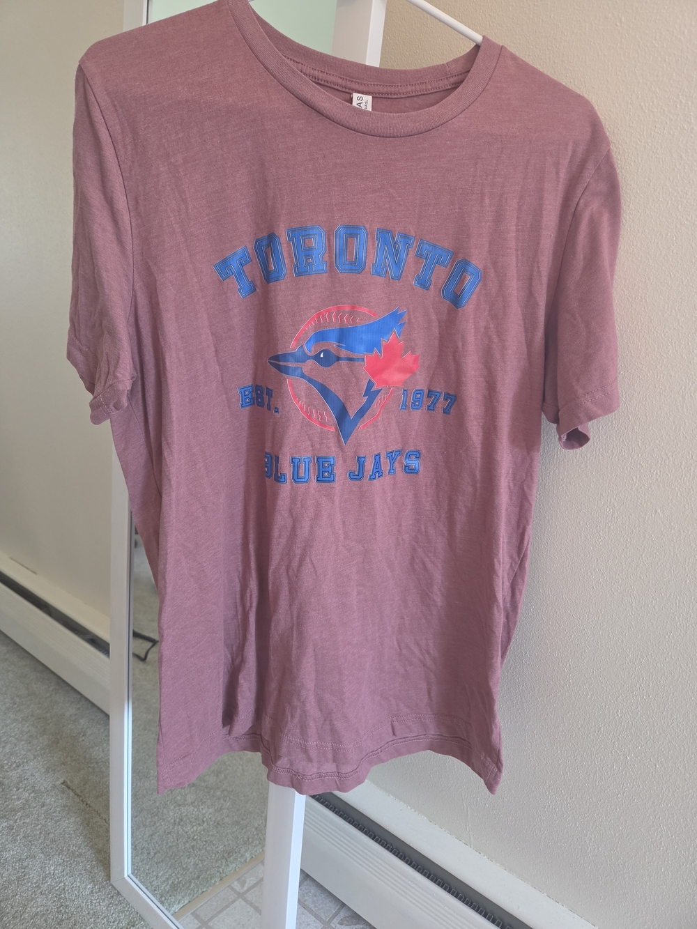 Bella Canvas Mauve Toronto Blue Jays Graphic Tee with Blue and Red Logo